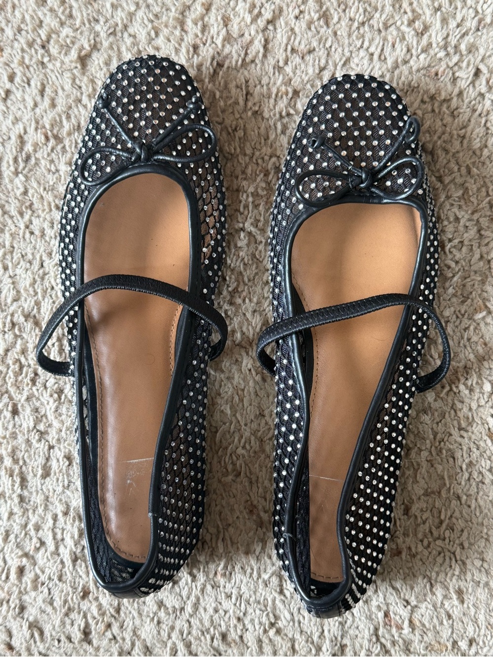 Dolce Vita Mesh Studded Ballet Flats with Bow